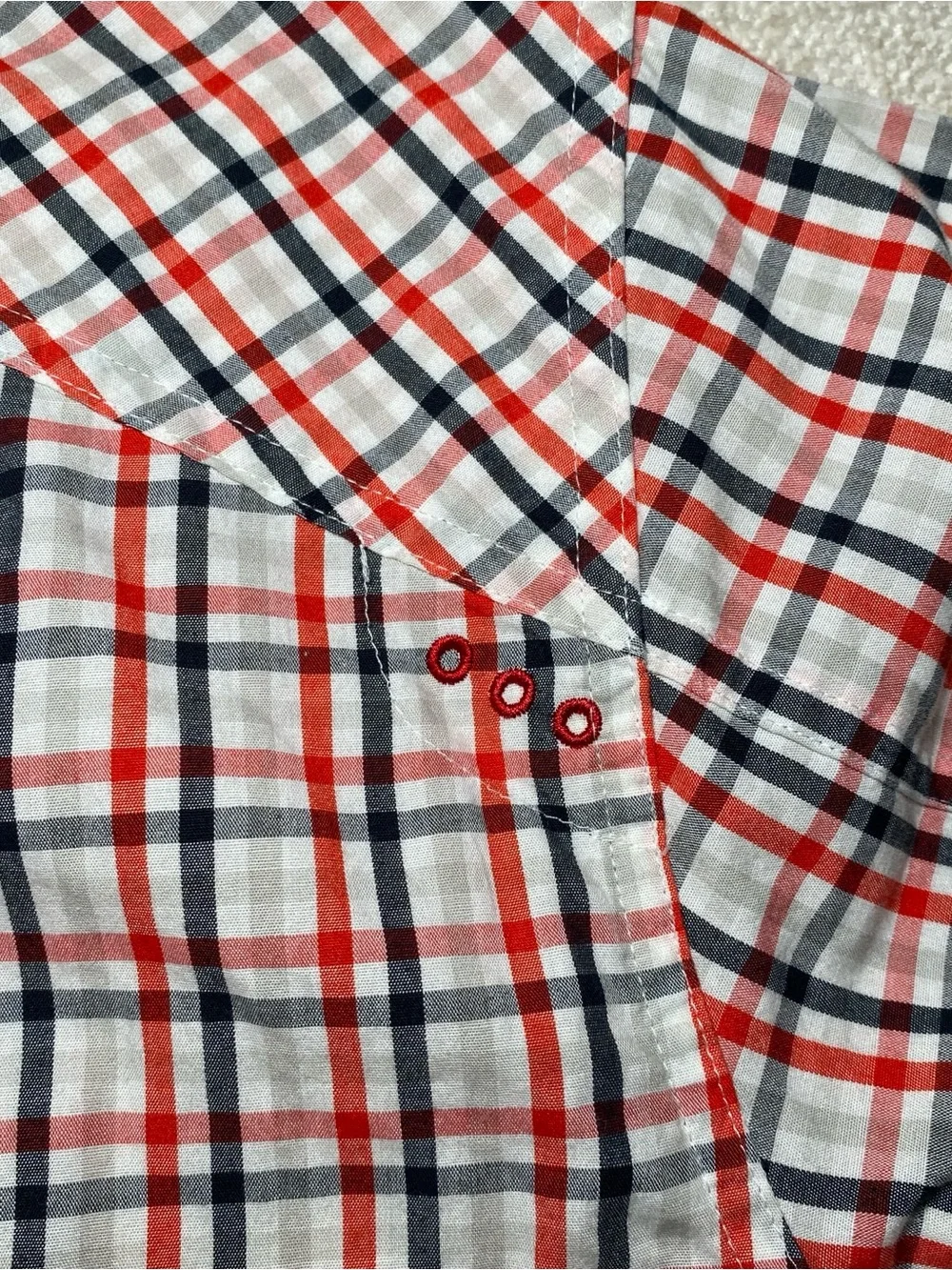 Rare Jordan Short Sleeve Plaid Button Up Shirt Men L Red Black White Streetwear